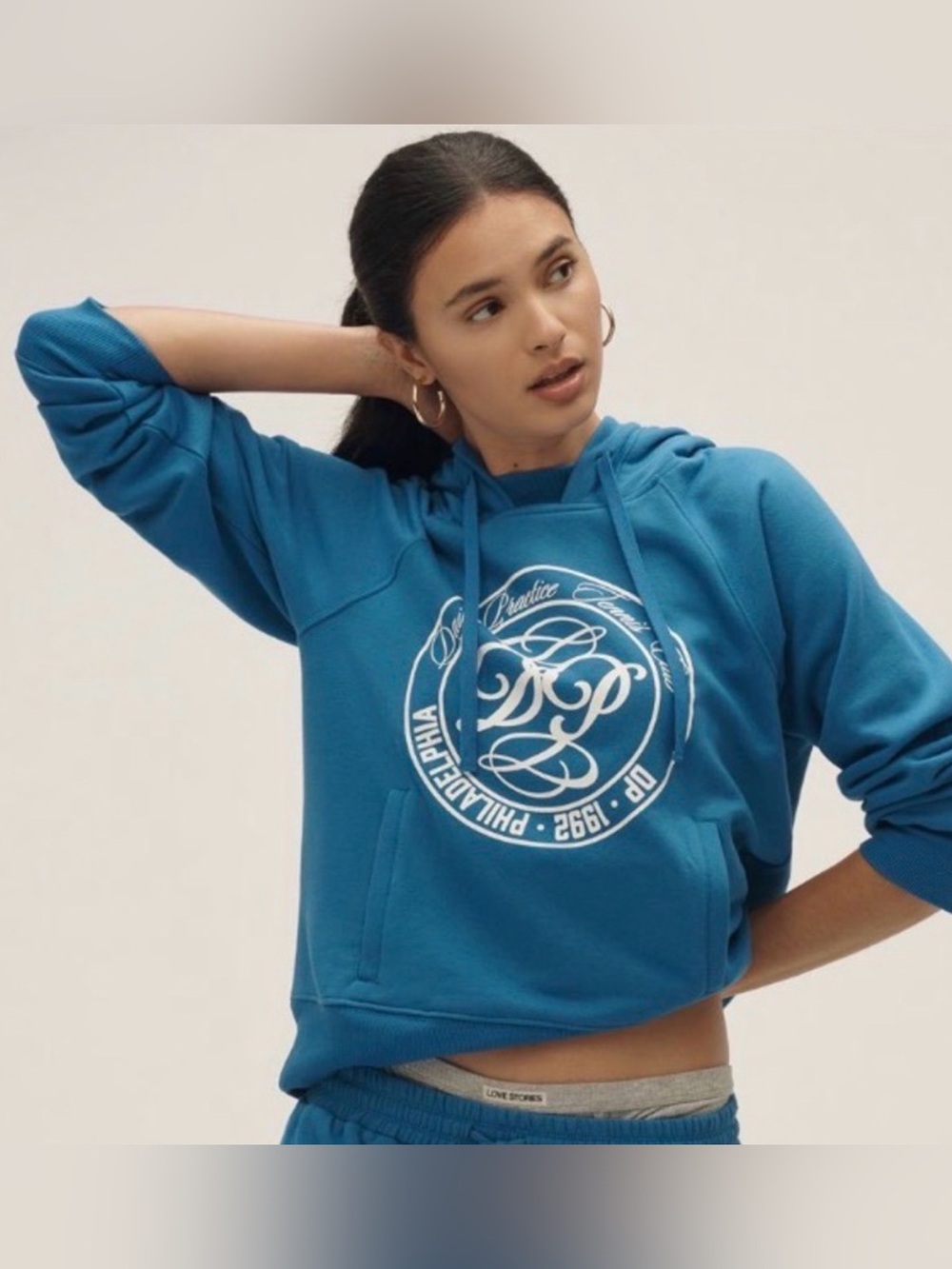 Anthropologie Daily Practice Cotton Blend Hoodie in Hawaii Blue Size S